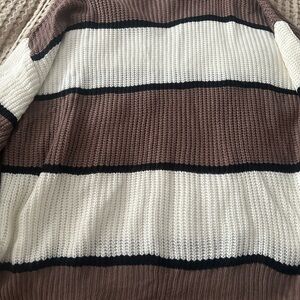 SHEIN Brown and White Striped Sweater